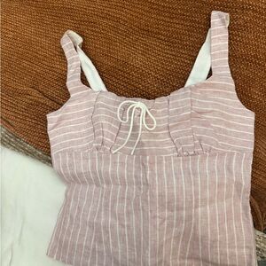 Reformation Pink and White Striped Camisole